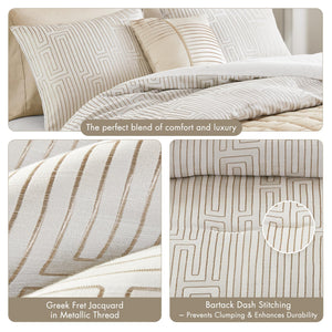 5-Piece Jacquard Comforter & Quilt Bedding Set – Queen, King, Cal King