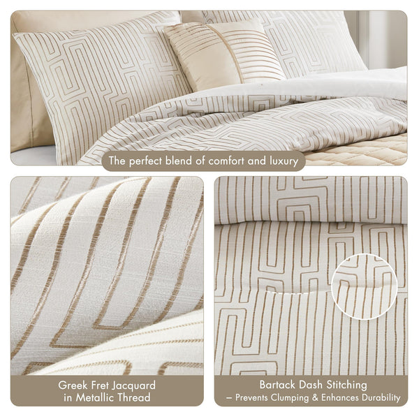 5-Piece Jacquard Comforter & Quilt Bedding Set – Queen, King, Cal King