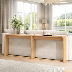 86.75" Console Table with USB Charging Ports & Open Storage Shelf