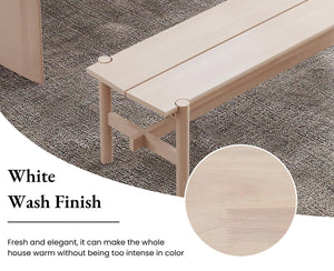 55" Solid Wood Farmhouse Bench – White Wash