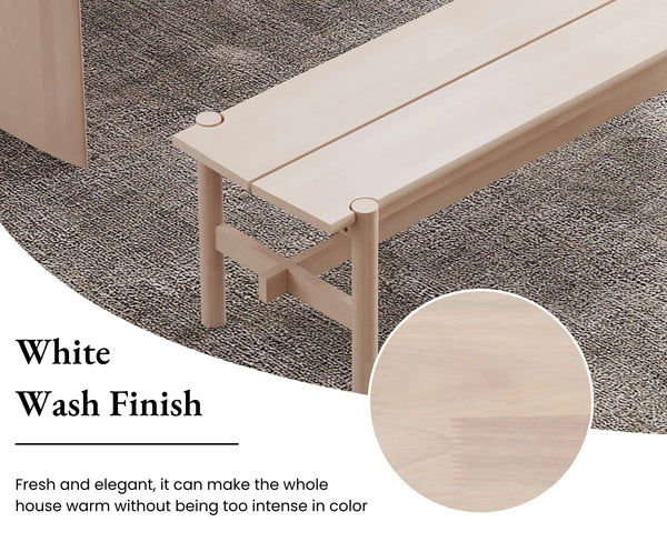 55" Solid Wood Farmhouse Bench – White Wash