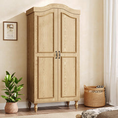 Arched Armoire Wardrobe Closet with 2 Doors & Hanging Rod — 71" H Freestanding Bedroom Cabinet