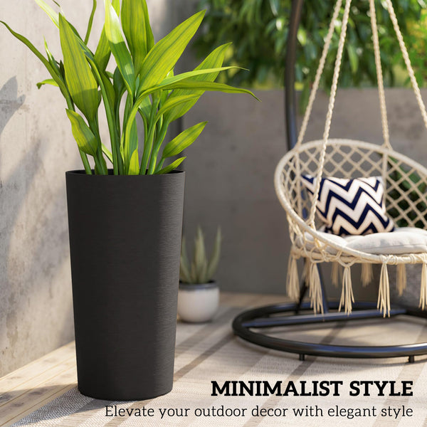 Tall Round Planters Set of 2 — 29" Outdoor & Indoor, PP, DIY Drainage