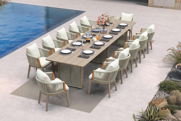 Outdoor Patio Dining Set with Olefin Cushions & Aluminum Frame