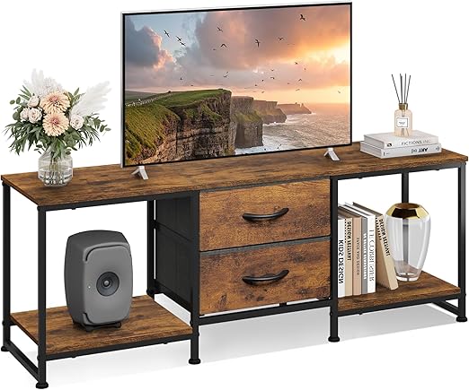 TV Stand with Drawers & Open Storage Shelves for 50" TVs
