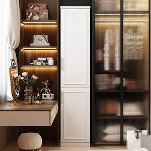 Slim Wardrobe Armoire with Clothing Rod & Storage Shelves
