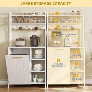 Baker's Rack with Trash Can Cabinet & Power Outlet