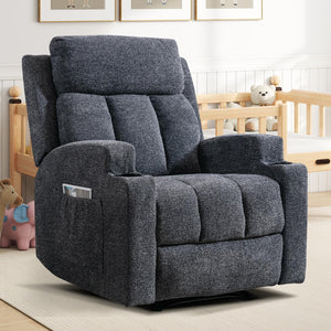 Manual Recliner Chair with Massage, Heat & Cup Holders