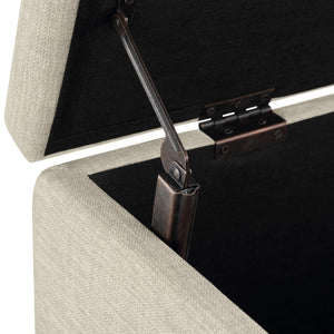 Beige Upholstered Storage Ottoman Bench