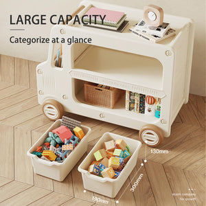 Kids Toy Storage Organizer with Bins & Bookshelf, 2-Layer Cabinet