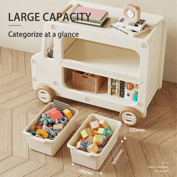 Kids Toy Storage Organizer with Bins & Bookshelf, 2-Layer Cabinet