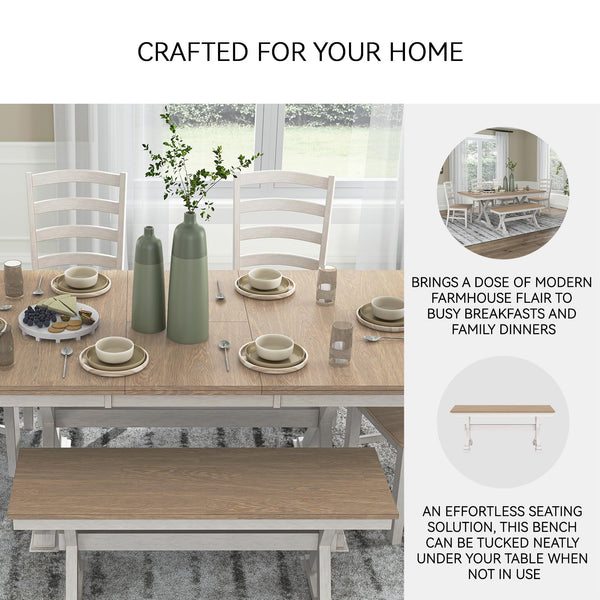 Farmhouse Dining Bench 48" – Antique White