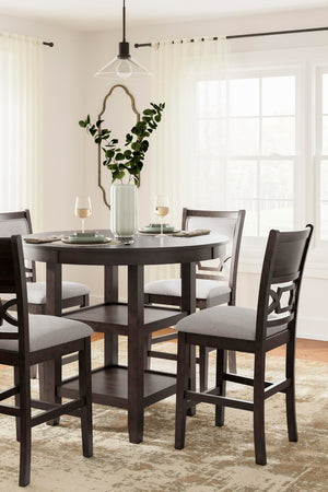 Counter Height Dining Table Set with 4 Upholstered Bar Stools
