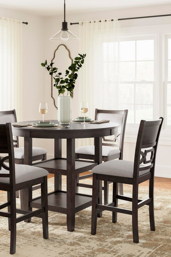 Counter Height Dining Table Set with 4 Upholstered Bar Stools