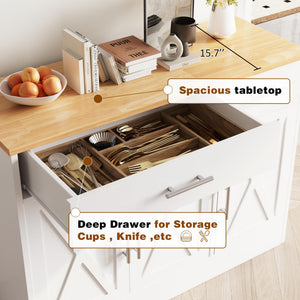 43" Sideboard Buffet Cabinet with Drawers and Adjustable Shelves