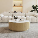 Round Coffee Table with Drawers & Sintered Stone Top
