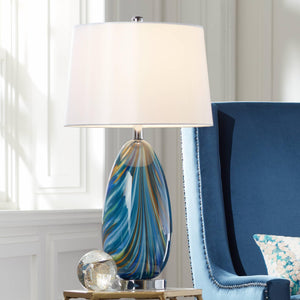 Coastal Art Glass Table Lamps Set of 2