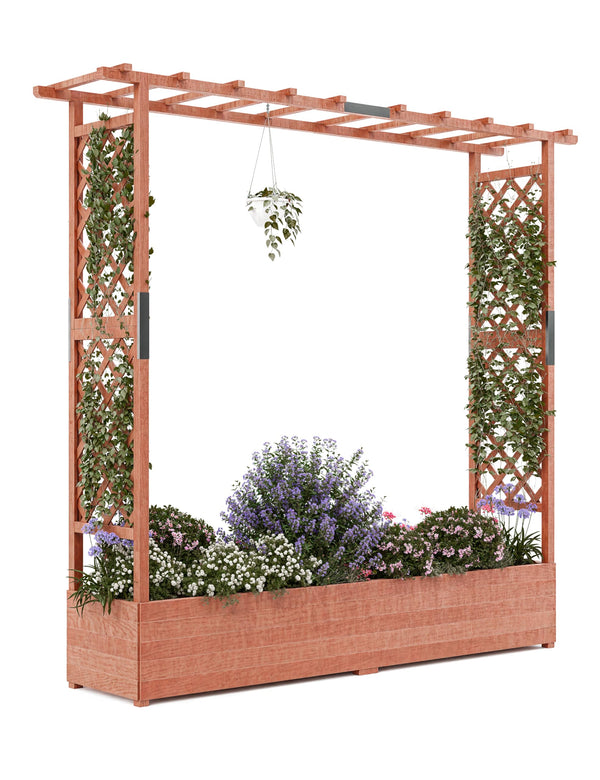 Raised Garden Bed with Trellis, Hanging Roof & Drainage Holes