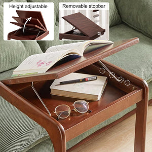C-Shaped Rolling End Table with Adjustable Desktop