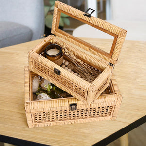 Rattan Decorative Box with Lid – Set of 2