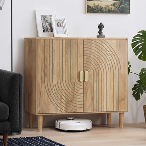 Walnut & Oak Sideboard Cabinet with Adjustable Shelf