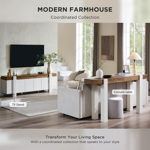 70" Farmhouse TV Stand with Storage Cabinet