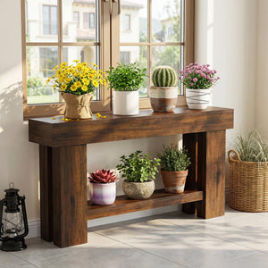 63" 2-Tier Console Table with Storage Shelf