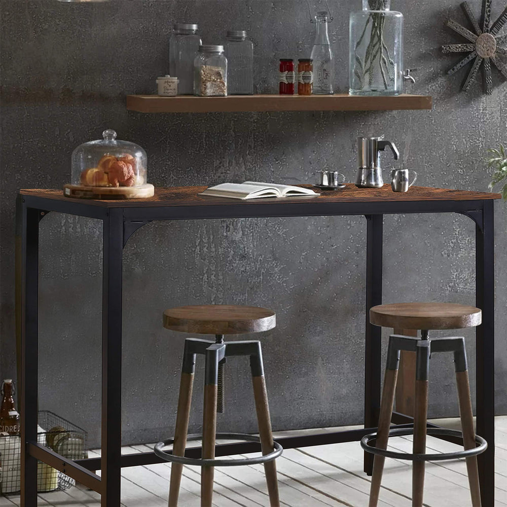 47" Industrial Bar Table, Counter Height Pub Table, Rustic Brown