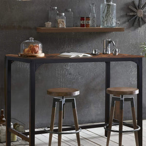 47" Industrial Bar Table, Counter Height Pub Table, Rustic Brown