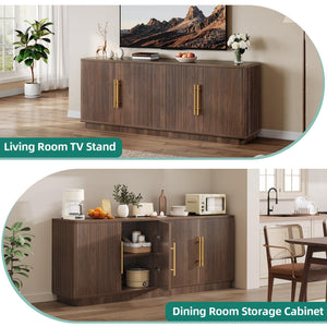 Fluted TV Stand & Entertainment Center – 70" Media Console with Storage