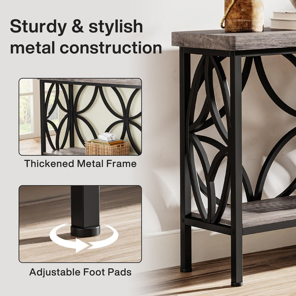 Industrial Console Table 70.9 Inch with Storage Shelves