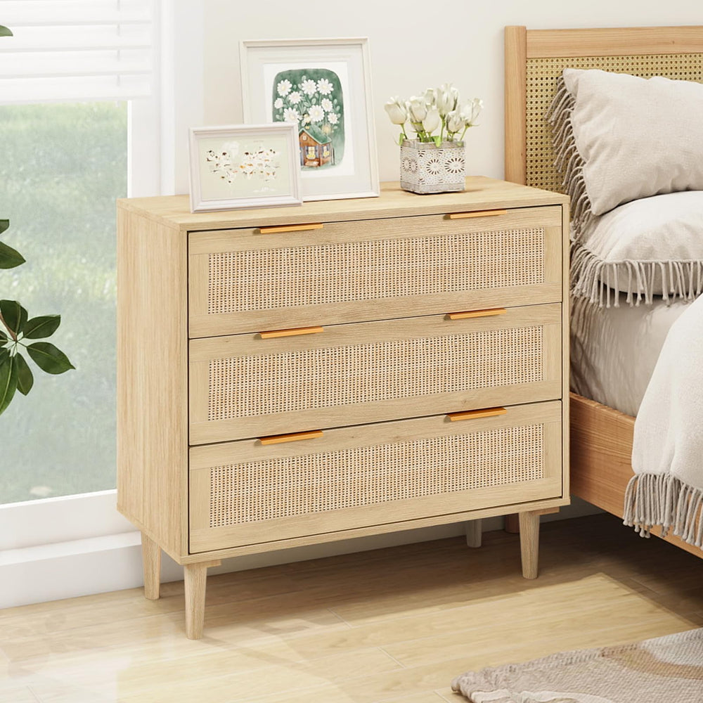 3-Drawer Rattan Dresser