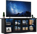 Farmhouse LED TV Stand with Power Outlet & LED Lighting