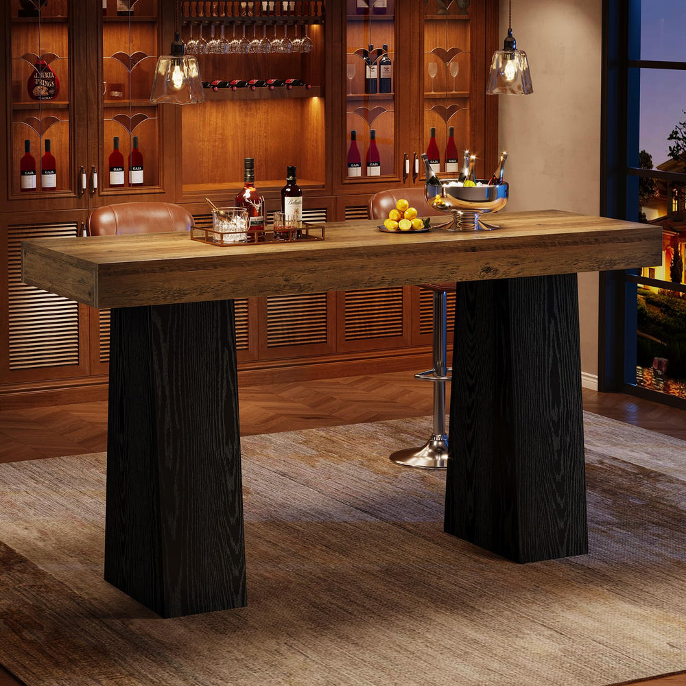63-Inch Rustic Counter Height Bar Table