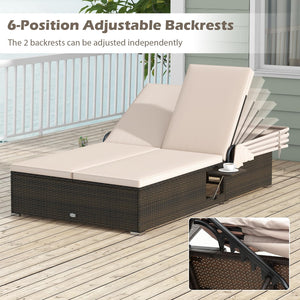 Outdoor Wicker Daybed with Canopy & Adjustable Backrest