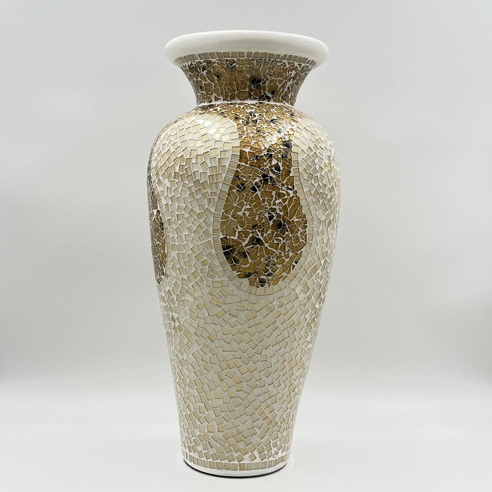 Tall Terracotta Floor Vase with Glass Mosaic – 24 x 10 Inches