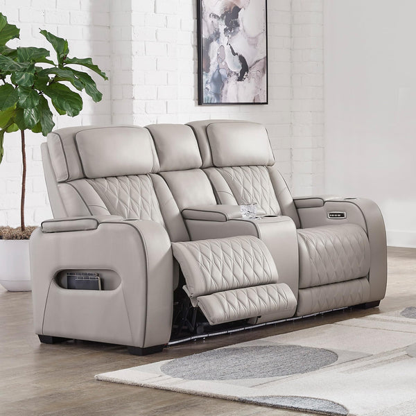 Power Reclining Loveseat with Console, LED Lights & USB Charging