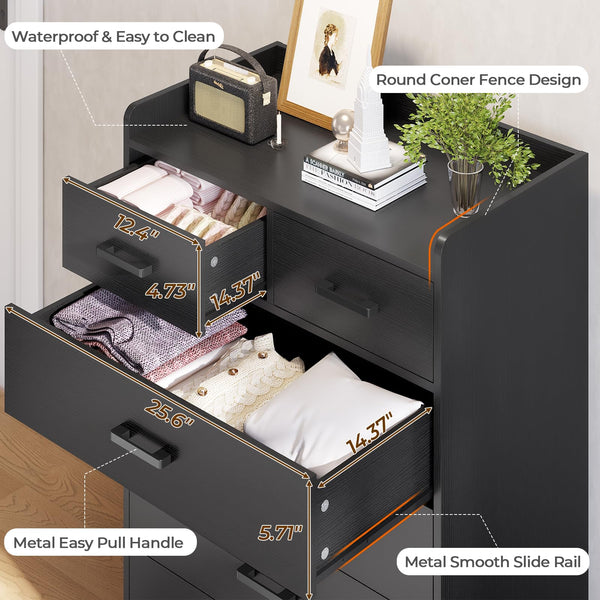 6-Drawer Vertical Dresser – Engineered Wood Storage Chest
