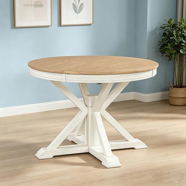Round Extendable Dining Table with Butterfly Leaf