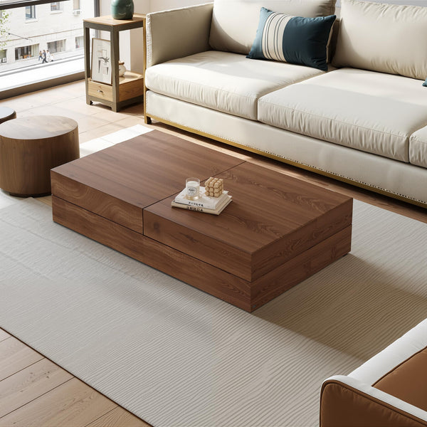 Expandable Coffee Table with Storage, 47.2"-81.8", Walnut