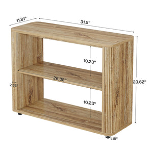 Narrow 3-Tier Side Table with Storage Shelves