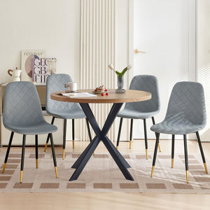 Round Dining Table Set for 4 with Velvet Chairs