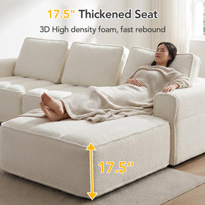 Modular Sectional Sofa with Ottoman - U-Shaped Cloud Couch