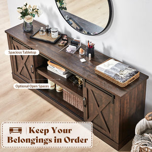 66" Farmhouse TV Stand with Barn Door