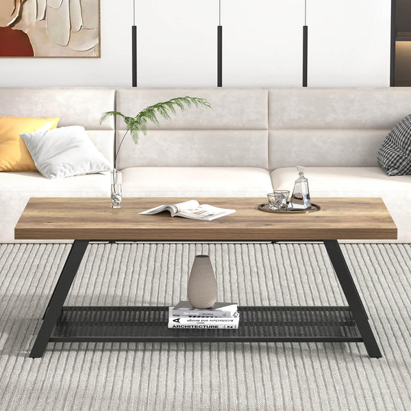 47" 2-Tier Coffee Table with Storage
