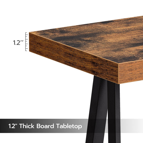 63-Inch Industrial Console Table with X-Shaped Metal Frame
