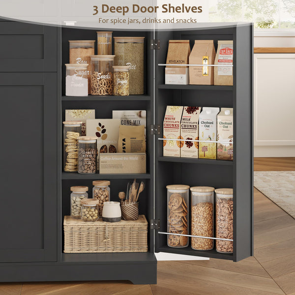 68" Tall Kitchen Pantry Storage Cabinet with Doors & Shelves