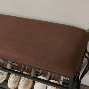Entryway Shoe Bench with Padded Cushion Metal Frame