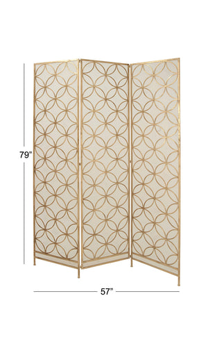 3-Panel Metal Room Divider Folding Privacy Screen