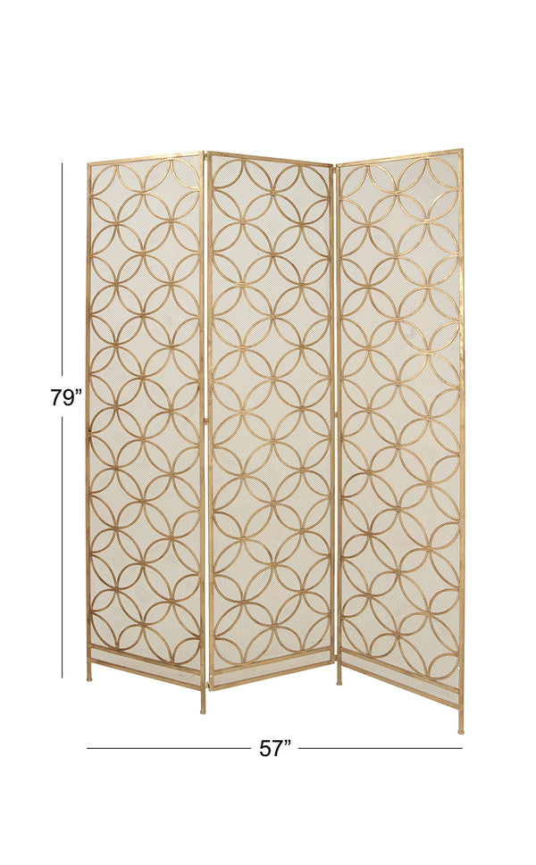 3-Panel Metal Room Divider Folding Privacy Screen